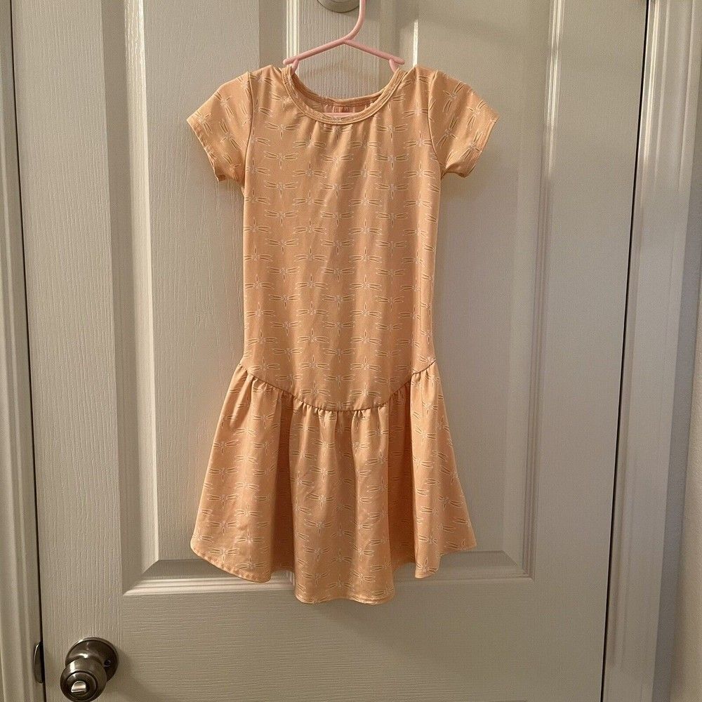Dot Dot Smile Dragonfly Drop Waist Dress Peach Girls Size 3-4
